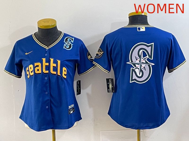 Women 2025 Seattle Mariners Blank Blue City Edition Nike MLB Jersey style 8